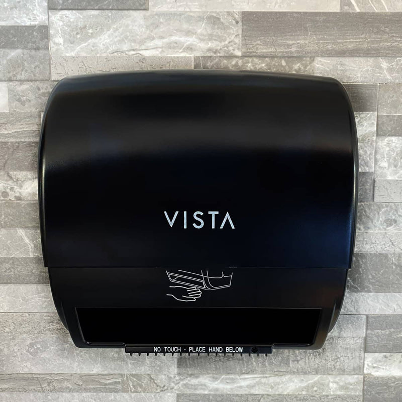VISTA Electronic Hands Free Roll Towel Dispenser, Black Translucent - PT2006 - TotalRestroom.com