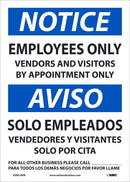 NMC NOTICE EMPLOYEES ONLY BILINGUAL, 14X10, PS VINLY - ESN518PB - TotalRestroom.com
