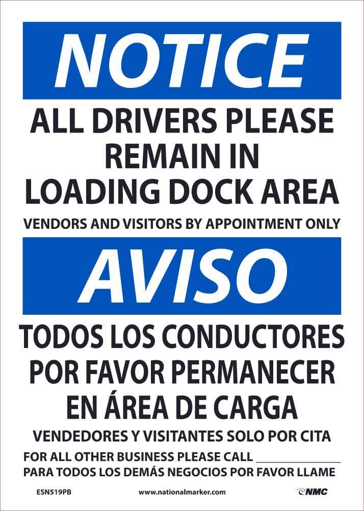 NMC NOTICE DRIVERS REMAIN BILINGUAL, 14X10, PS VINLY - ESN519PB - TotalRestroom.com