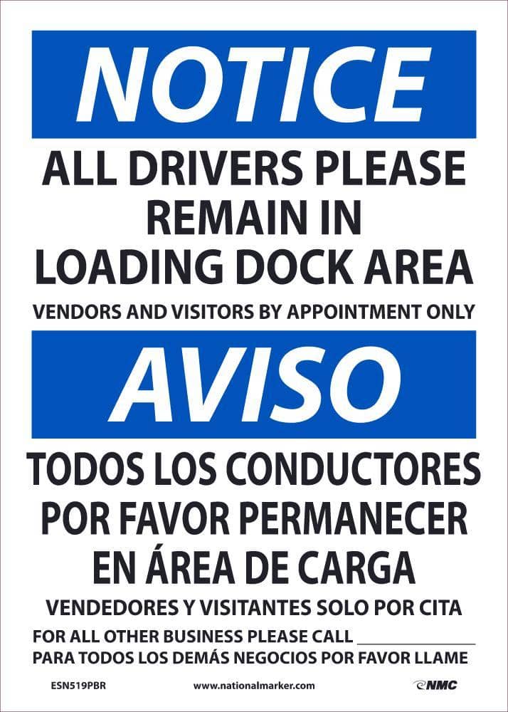 NMC NOTICE DRIVERS REMAIN BILINGUAL, 14X10, REMOVABLE PS VINLY - ESN519PBR - TotalRestroom.com