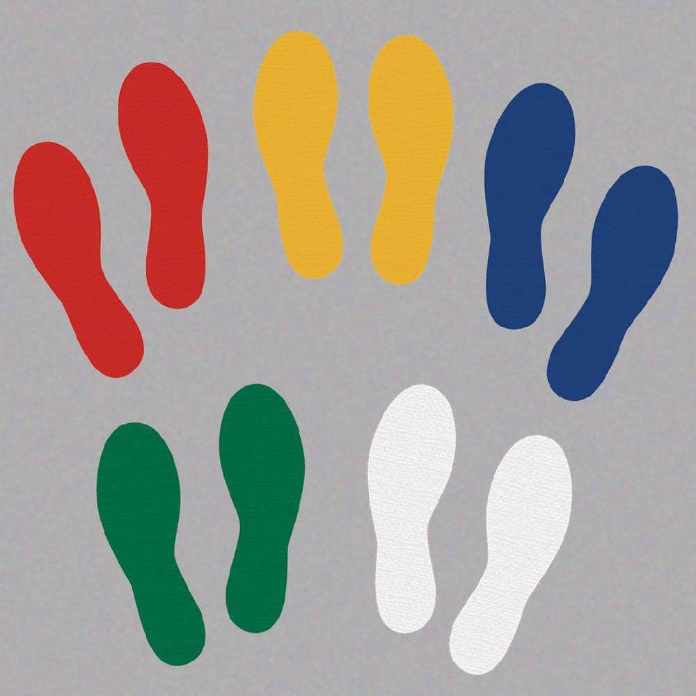 NMC FOOTPRINTS, LEFT & RIGHT, HEAVY DUTY PS VINYL, WHITE, 25/PK - LN118 - TotalRestroom.com