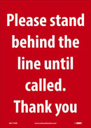 NMC PLEASE STAND BEHIND THE LINE, 14x10 REMOVABLE PRESSURE SENSITIVE VINYL - M611PBR - TotalRestroom.com