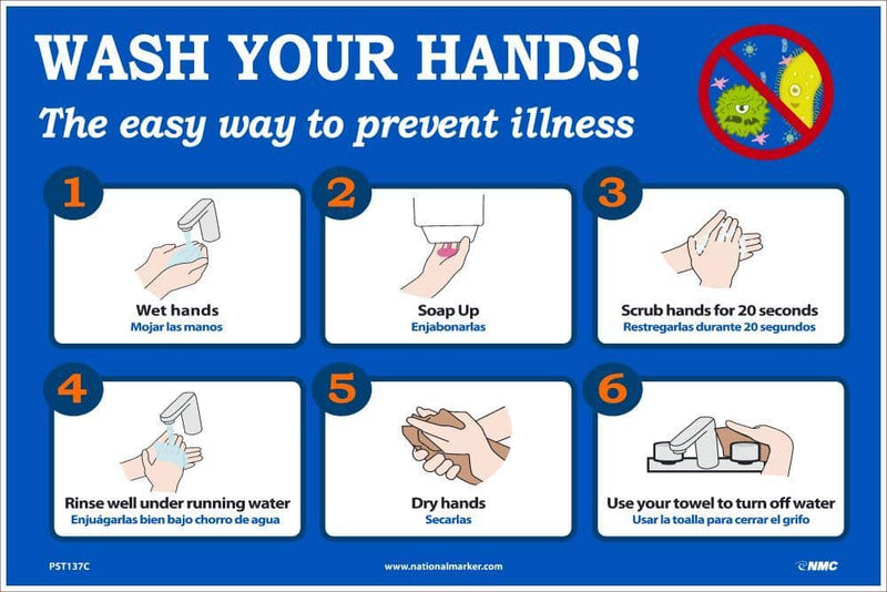 NMC WASH YOUR HANDS 12X18 VINYL POSTER - PST137C