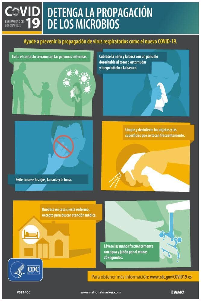NMC STOP THE SPREAD OF GERMS, ESPANOL/SPANISH, 18X12 VINYL POSTER - PST140C - TotalRestroom.com
