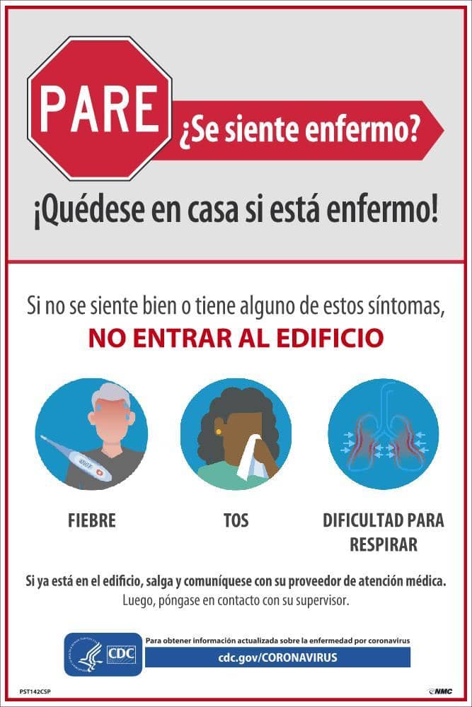 NMC STAY HOME WHEN YOU ARE SICK POSTER, SPAN - PST142CSP - TotalRestroom.com