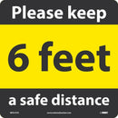 NMC Please keep a safe distance 6 feet, 11.75x11.75, TEXWALK - WFS73TX - TotalRestroom.com
