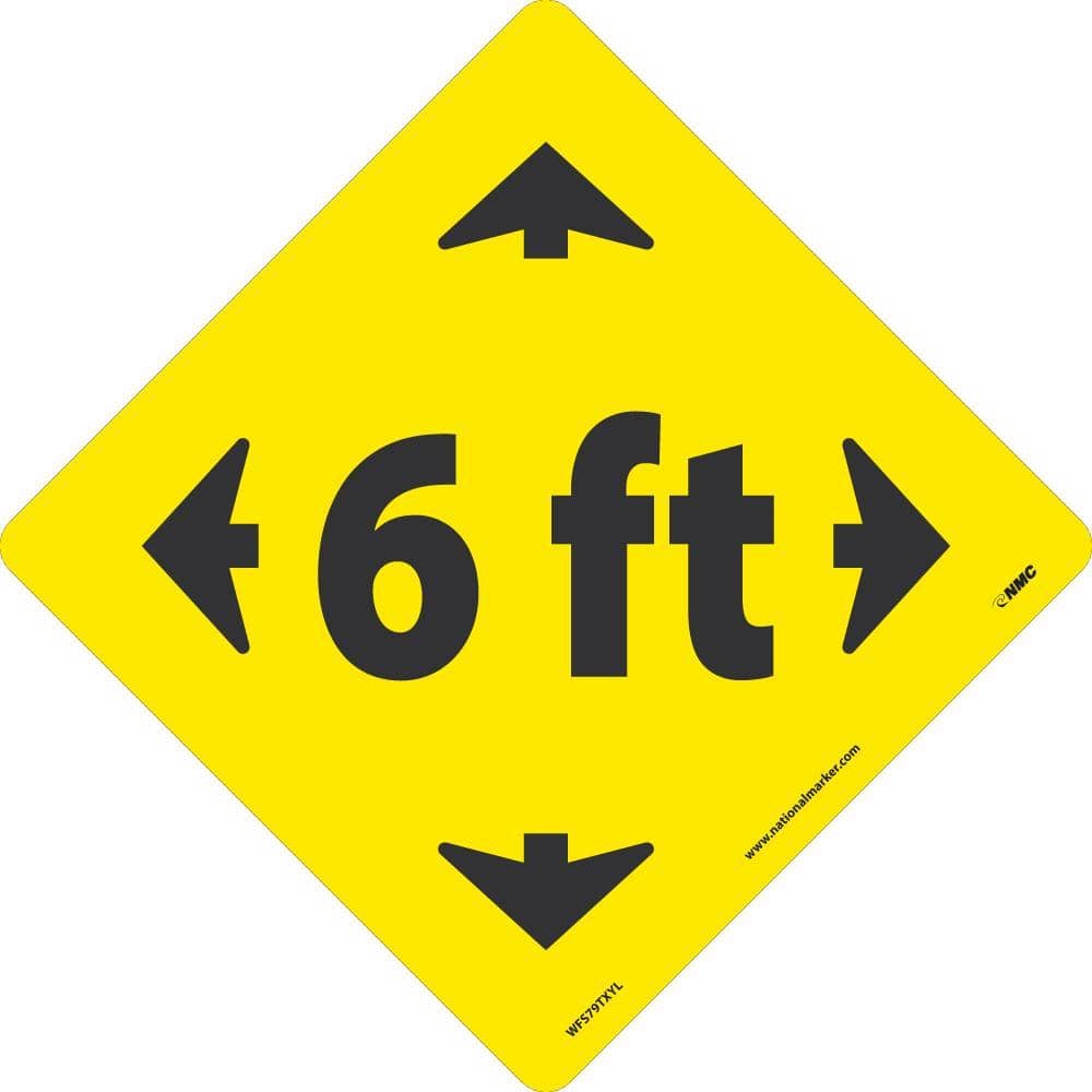 NMC 6 FT ARROW GRAPHIC, BLACK ON YELLOW, WALK ON FLOOR SIGN, 8 X 8, TEXWALK - WFS79TXYL - TotalRestroom.com