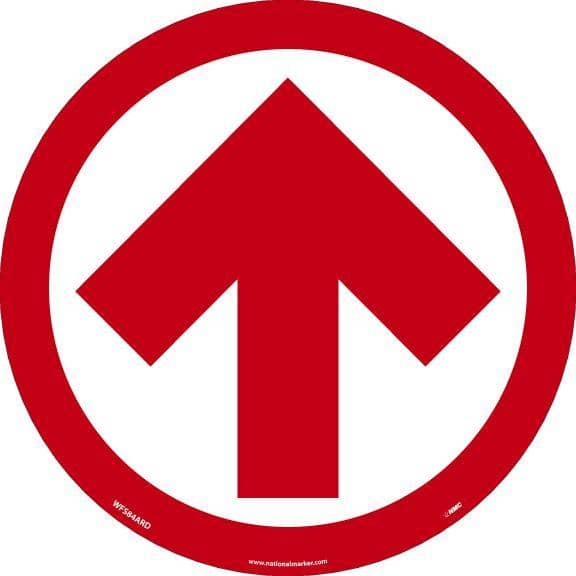 NMC ARROW GRAPHIC, RED ON WHITE, WALK ON FLOOR SIGN, 8 X 8,PSV REMOVABLE, NON-SLIP LAM - WFS84ARD