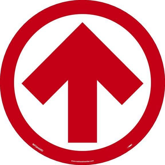 NMC ARROW GRAPHIC, RED ON WHITE, WALK ON FLOOR SIGN, 8 X 8,PSV REMOVABLE, NON-SLIP LAM, PK10 - WFS84ARD10 - TotalRestroom.com