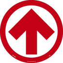 NMC ARROW GRAPHIC, RED ON WHITE, WALK ON FLOOR SIGN, 8 X 8,PSV NON-SKID LAM - WFS84RD - TotalRestroom.com