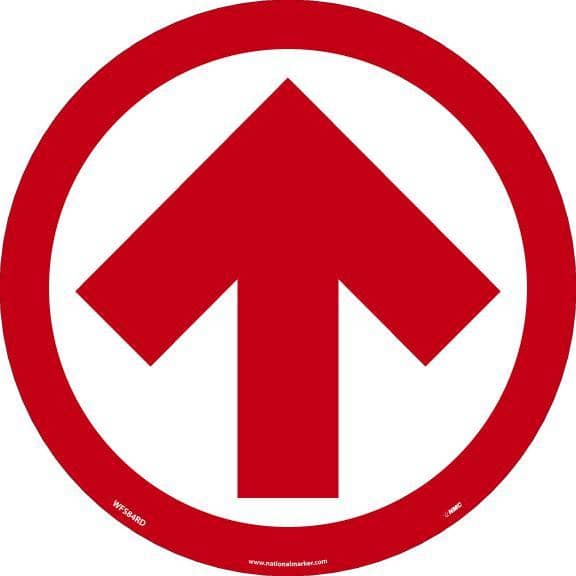 NMC ARROW GRAPHIC, RED ON WHITE, WALK ON FLOOR SIGN, 8 X 8,PSV NON-SKID LAM, PK10 - WFS84RD10 - TotalRestroom.com