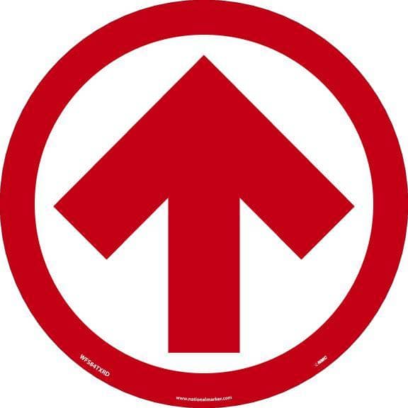 NMC ARROW GRAPHIC, RED ON WHITE, WALK ON FLOOR SIGN, 8 X 8,TEXWALK - WFS84TXRD - TotalRestroom.com