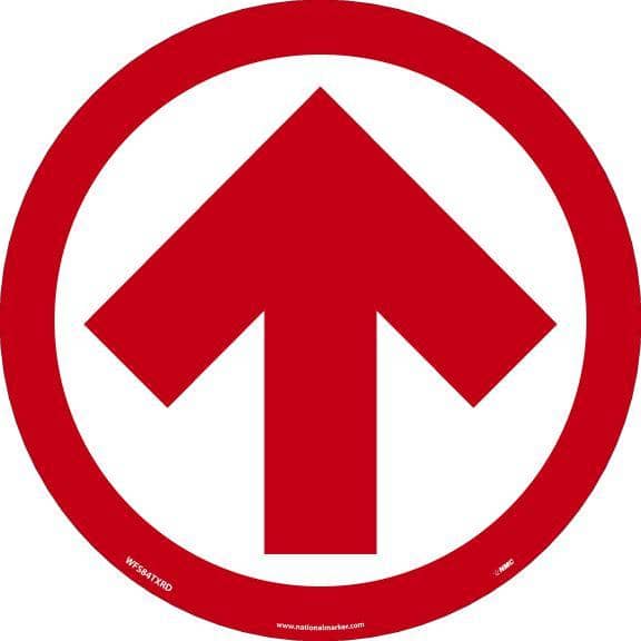 NMC ARROW GRAPHIC, RED ON WHITE, WALK ON FLOOR SIGN, 8 X 8,TEXWALK, PK10 - WFS84TXRD10