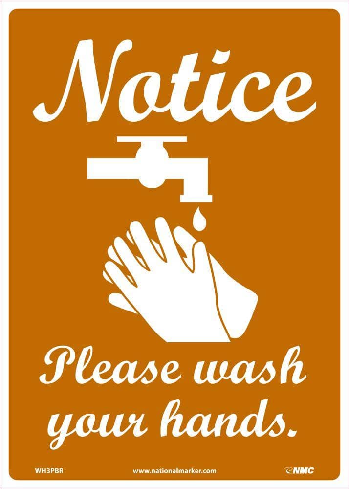 NMC NOTICE PLEASE WASH YOUR HANDS, 14X10, REMOVABLE PS VINYL - WH3PBR - TotalRestroom.com