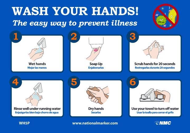 NMC WASH YOUR HANDS, 7X10, PS VINYL - WH5P