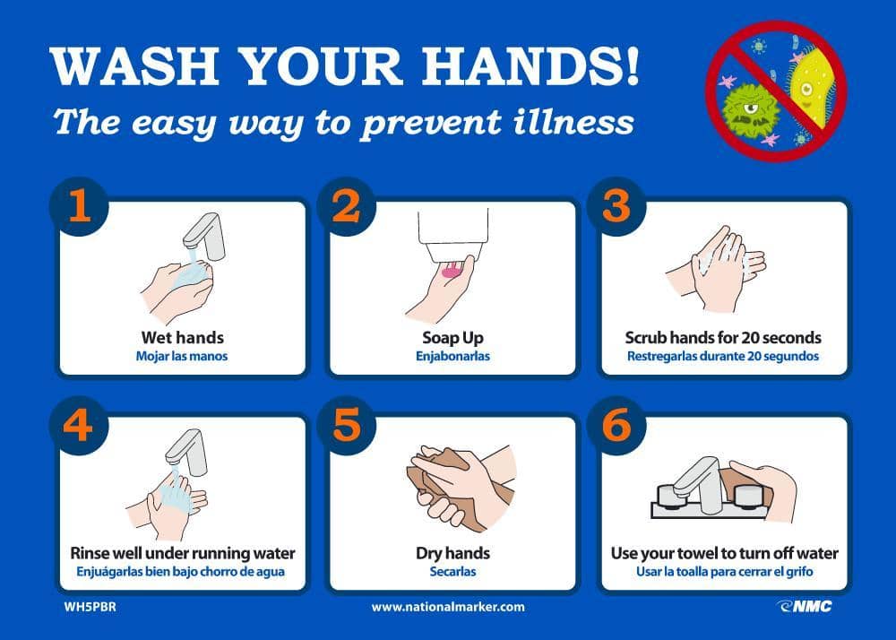 NMC WASH YOUR HANDS, 10X14, REMOVABLE PS VINYL - WH5PBR - TotalRestroom.com