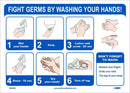 NMC FIGHT GERMS BY WASHING YOUR HANDS, 10X14, PS VINYL - WH6PB - TotalRestroom.com
