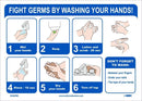 NMC FIGHT GERMS BY WASHING YOUR HANDS, 10X14, REMOVABLE PS VINYL - WH6PBR - TotalRestroom.com