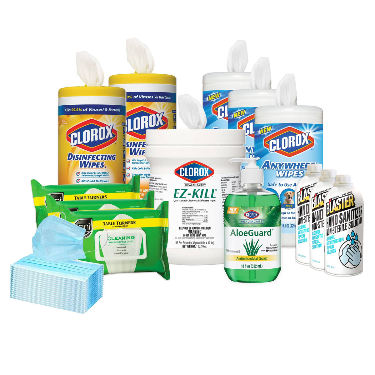 Clorox Wipes Super Kit w/ Hand Sanitizer, Clorox Soap, Sani Wipes & 3 Ply Masks - WSK-2 - TotalRestroom.com