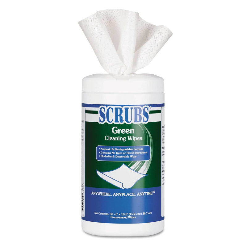 Scrubs Green Cleaning Wipes, 6 x 10.5, 50/Container, 6 Containers/Carton - ITW91856CT - TotalRestroom.com