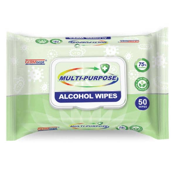 GERMisept Multi-Purpose 75% Ethanol Alcohol Wipes, 50 Wipes/Pack, 12 Packs/Carton - GS-G01440-12PK - TotalRestroom.com