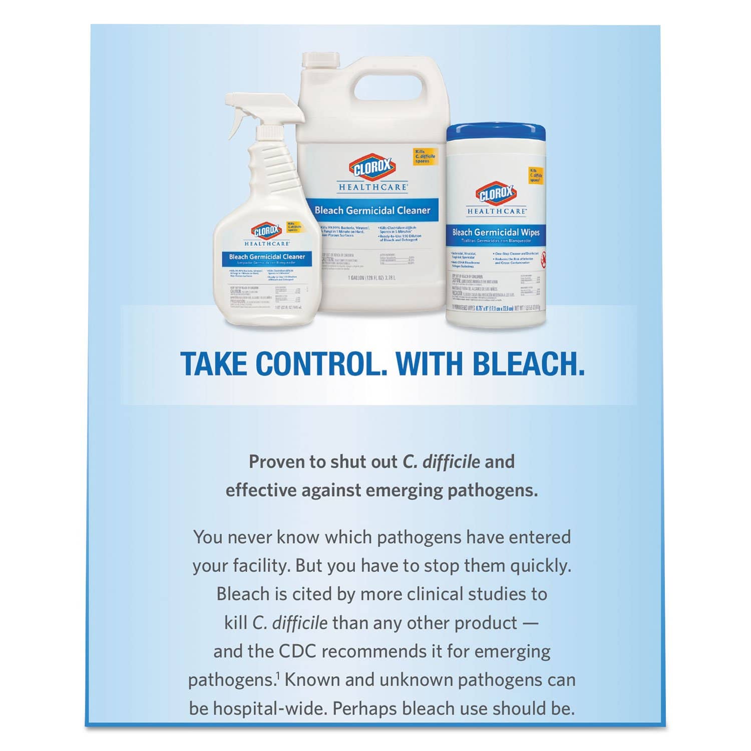 Clorox Healthcare Bleach Germicidal Wipes, 12 x 12, Unscented, 110/Refill, 2/Carton w/ Heavy Duty Plastic Wet Wipe Dispenser Bucket w/ Pop-Up Plug on Lid, 1/Carton - CLO30359CT - TotalRestroom.com