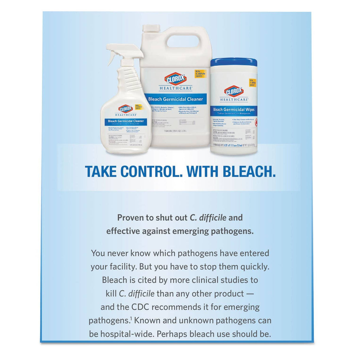 Clorox Healthcare Bleach Germicidal Wipes, 12 x 12, Unscented, 110/Refill, 2/Carton w/ Heavy Duty Plastic Wet Wipe Dispenser Bucket w/ Pop-Up Plug on Lid, 1/Carton - CLO30359CT - TotalRestroom.com