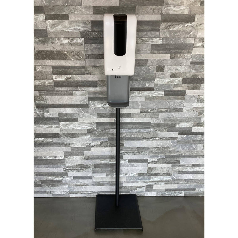 Vista Automatic Hand Sanitizer Dispenser with Floor Stand and Tray, 1,200 mL, 13 x 11.4 x 51.63, White/Gray - Bulk Hand Sanitizer Not Included