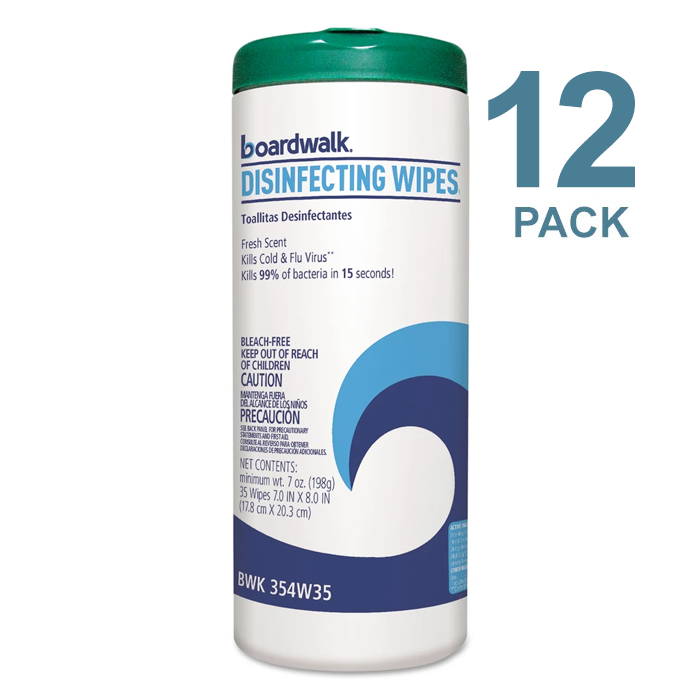 Boardwalk Disinfecting Wipes, Fresh Scent, 35 Wipes/Pack, 12 Packs/Case - BWK454W35