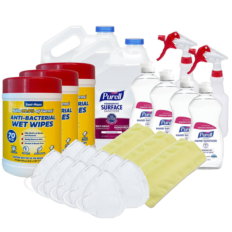 Purell Surface Sanitizer Kit w/ Purell Hand Sanitizer, Sani Maxx Wipes, KN95 Masks and More