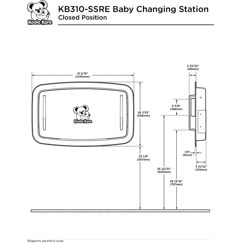 Koala Kare KB310-SSRE Horizontal Baby Changing Station with