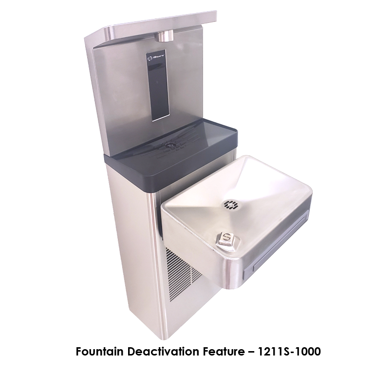 Haws 1211S Stainless Steel Wall Mount ADA Water Coole, Electronic Valve, Pushbar Assembly & Bubbler Deactivation w Sensor Operated Bottle Filler