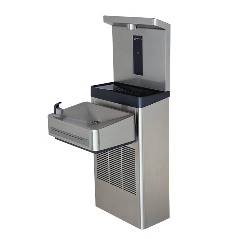 Haws 1211S Stainless Steel Wall Mount ADA Water Coole, Electronic Valve, Pushbar Assembly & Bubbler Deactivation w Sensor Operated Bottle Filler