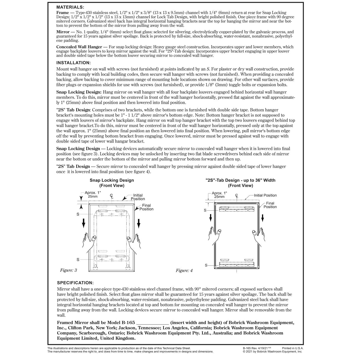 Bobrick B-165-2430 (24 x 30) Channel-Frame Mirror - 24