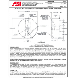 ASI 0042-41 Toilet Tissue Dispenser - Single 9