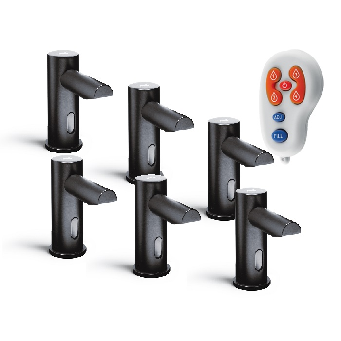 ASI 0390-6-1AC-41 EZ FILL - Top Fill, Multi-Feed LIQUID Soap Dispenser (AC) Matte Black (6 Pack +Remote Control)