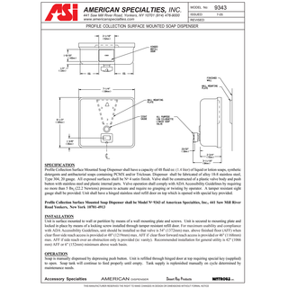 ASI 9343-41 Profile - Soap Dispenser - Liquid - Matte Black - Surface Mounted