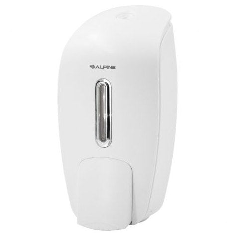 Alpine 425-WHI Soap & Hand Sanitizer Dispenser, Surface Mounted, 800 ml Capacity, White - ALP425-WHI