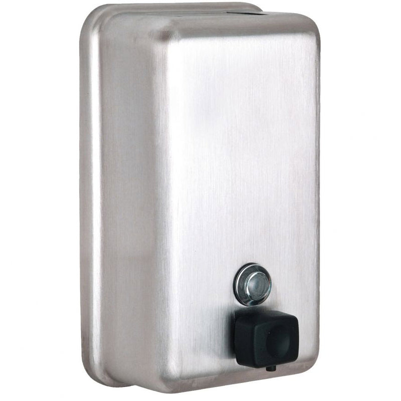Alpine Manual Surface-Mounted Stainless Steel Liquid Soap Dispenser, 40 oz Capacity, Vertical - ALP423-SSB