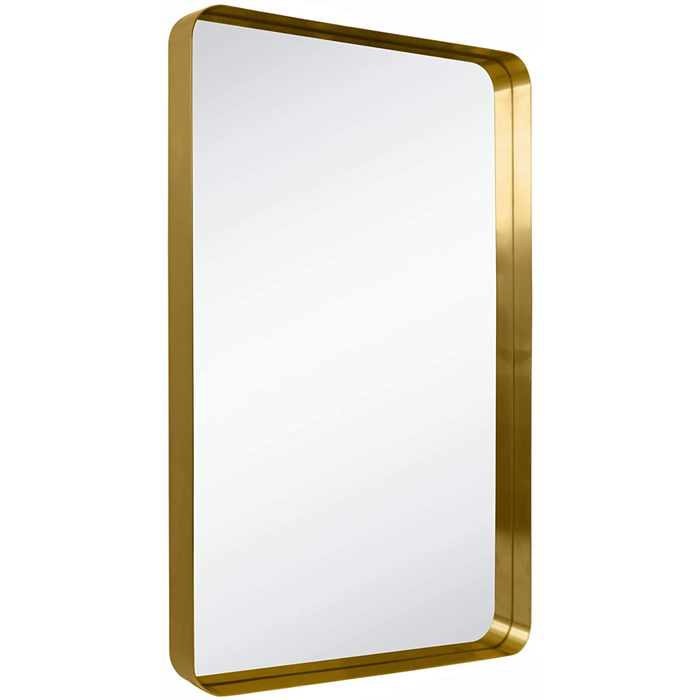Meek Mirrors (24 x 36) Gold Rounded Rectangular Mirror 24