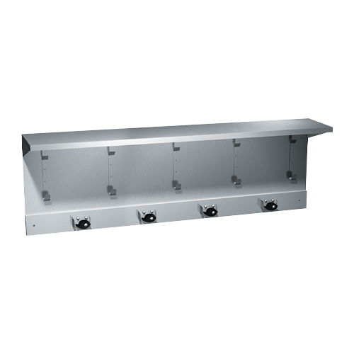 ASI 1308-4 Shelf/Utility Hook & Mop Strip - 5 Hooks, 4 Holders - 44"L - Surface Mounted