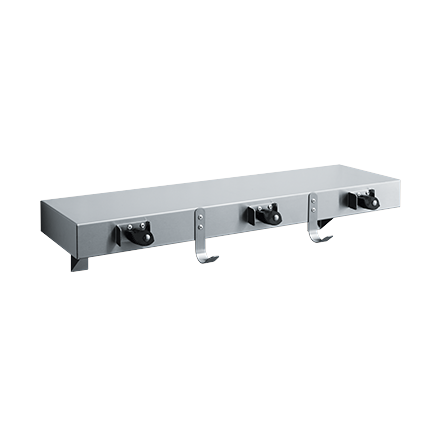 ASI 1315-3 Shelf/Utility Hook & Mop Strip w/ Drying Rod - 2 Hooks, 3 Holders - 30