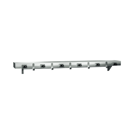ASI 1315-6 Shelf/Utility Hook & Mop Strip w/ Drying Rod - 5 Hooks, 6 Holders - 48"L - Surface Mounted