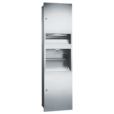 ASI 64672-1 Simplicity - 3-in-1 High-Speed Hand Dryer, Paper Towel Disp & Waste Receptacle - (110-120V) - Multi, C-Fold - 6.8 gal - Recessed