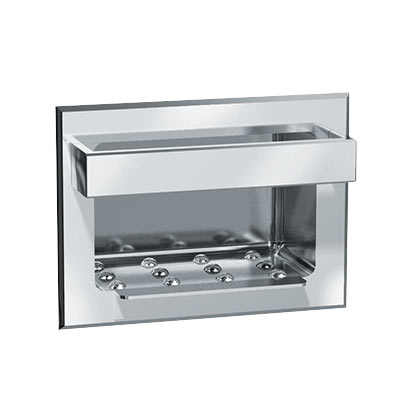 ASI 0399 Soap Dish w/ Bar - Stainles Steel, Wet Wall - Recessed