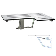 ASI 8206-SC-L SOFT CLOSE Shower Seat - Gas Strut supports - Left Hand ADA L-Shape - White Solid Phenolic