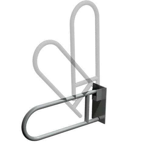 ASI 3451-25 Swing Up Grab Bar (1-1/4" O.D) Smooth - w/ Toilet Tissue Holder - Locks - Surface Mounted