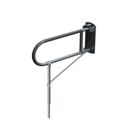 ASI 3420-P Swing Up Grab Bar with Support Leg (1-1/4" O.D) (Peened) - Surface Mounted (Peened)