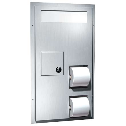ASI 0481-HCR Toilet Seat Cover & Toilet Tissue Disp. w/Sanitary Napkin Disposal - Dual Access - Partition Mounted