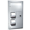 ASI 0481-R Toilet Seat Cover & Toilet Tissue Disp. With Sanitary Napkin Disposal - Dual Access - Partition Mounted